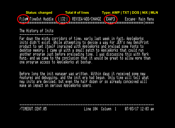 WPStatus30 Word Processor Enhancements