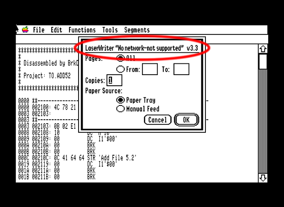 LaserWriter Print Dialog